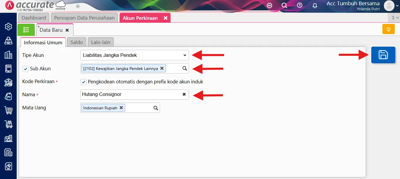 mencatat transaksi konsinyasi (pihak yang menerima titipan barang)